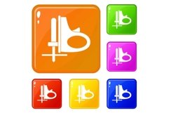 Cordless reciprocating saw icons set vector color Product Image 1