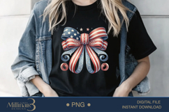 Coquette Bow USA Flag PNG | Girly 4th of July PNG for Tees Product Image 2