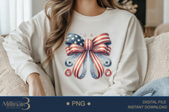 Coquette Bow USA Flag PNG | Girly 4th of July PNG for Tees Product Image 3