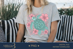 Boho Floral Sea Turtle Watercolor PNG | Ocean Animal Clipart Product Image 4