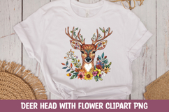 Deer floral face t-shirt sublimation PNG Product Image 1