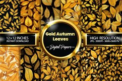 Gold Autumn Seamless Leaves Digital Papers, Leaves Pattern Product Image 1