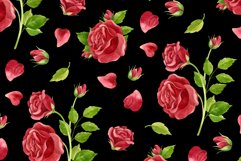 Roses seamless patterns, watercolor floral clipart. Product Image 6