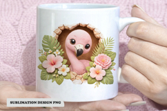 Pink Flamingo Floral Mug Design PNG Product Image 1
