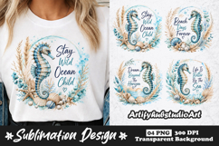 Seahorse Sublimation PNG | Coastal Beach Shirt Design Product Image 1