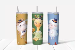 Halloween Animals sublimation design. Skinny tumbler wrap Product Image 6