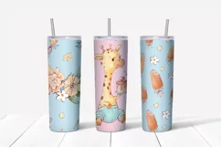Giraffe sublimation design. Skinny tumbler wrap design. Product Image 6