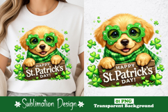 Cute Puppy Happy St. Patrick’s Day Sublimation Design Product Image 1