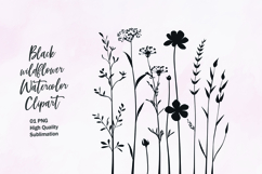 Black wildflower outline clipart sublimation Product Image 1