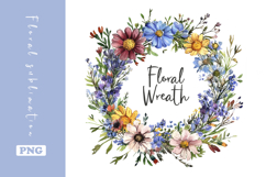 Watercolor Lovely Wildflower Wreath Clipart Product Image 1