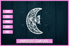 5 Butterfly Floral Crescent Moon Papercut Template SVG Product Image 6
