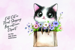 Cute cat sitting in shopping bag clipart sublimation Product Image 1