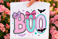 Preppy BOO Bow Halloween PNG Product Image 1