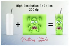 Funny 3D Inflated Puffy Monster Face - 20oz SKINNY TUMBLER. Product Image 3