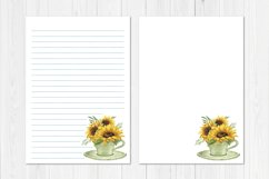 Watercolor Sunflower Stationary Template Product Image 6