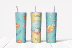 Cute Whale sublimation design. Skinny tumbler wrap design. Product Image 6