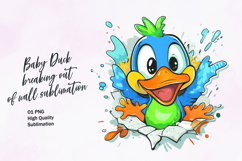 Cute duck breaking out of wall clipart sublimation Product Image 1