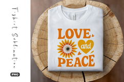 Love and Peace Retro Sunflower T-Shirt Sublimation Product Image 1