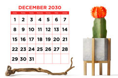 2030 Large Number Bold Color 8.5 x 11 Inch Calendar Template Product Image 6