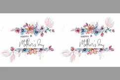 Mother's Day Blue Watercolor Flowers Mug Wrap Sublimation Product Image 2