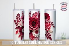 3D Flower Sublimation bundle Tumbler Wrap 20 oz Burgundy Product Image 7