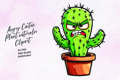 Angry cactus plant clipart PNG Product Image 1