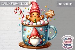 Gingerbread mans cute Christmas Sublimation PNG Coffee Cocoa Product Image 1
