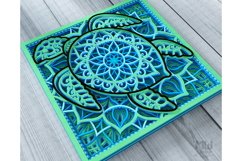3D Turtle SVG, Layered Turtle Mandala, Shadowbox Turtle -A12 Product Image 7