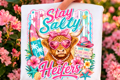 Stay Salty Highland Cow Summer PNG Product Image 1