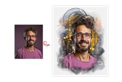 Double Exposure Abstract Portrait Watercolor Art Product Image 2