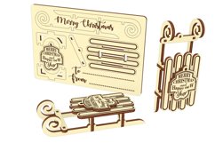Sled Christmas Card - laser cut file, Sleight ornament Product Image 10
