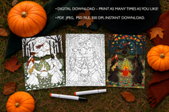 Witchy Autumn coloring pages, Halloween colouring page Product Image 6