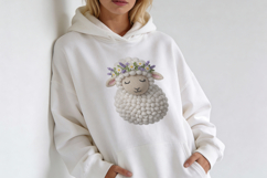 Knitted Sheep with Flower Crown PNG Product Image 6