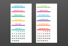 2027 Large Number Bold Color 8.5 x 11 Inch Calendar Template Product Image 2