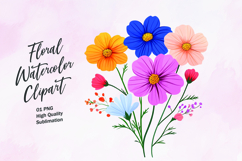 Watercolor floral clipart sublimation png Product Image 1