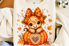 Preppy Fall Highland Cow PNG Product Image 1