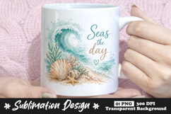 Seas The Day Ocean Beach Sublimation Mug Design Product Image 1
