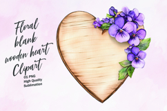 Floral blank wooden heart clipart Product Image 1