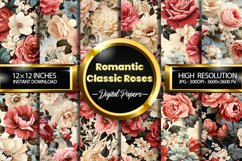 Romantic Classic Roses Seamless Flower Digital Papers Product Image 1