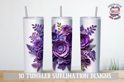 3d Flower Sublimation bundle Tumbler Wrap 20 oz Violet Product Image 7