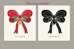 Christmas Bow with Holly and Jingle Bell SVG Product Image 2