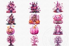 Watercolor Pink Halloween Clipart Set Bundle for sublimation Product Image 6