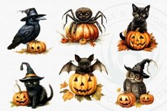 Retro Halloween Clipart PNG Set Bundle for sublimation Product Image 6