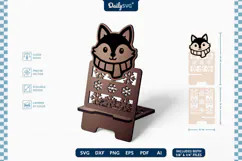 Cute Winter Animal Phone Holder SVG | Cozy Desk Stand Product Image 1