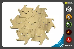 Puzzle Wooden Coasters, Wooden Jigsaw Puzzle, Laser Cut File Product Image 6