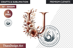 Floral Alphabet wedding Clipart Rose Gold flower letter Product Image 1