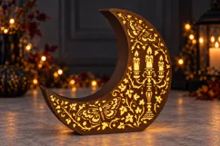 Halloween Crescent Moon Lantern SVG - Masquerade & Moths Product Image 3