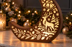 Christmas Crescent Moon Lantern SVG - Cottage & Deer Product Image 3