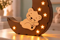 Sleeping Teddy Moon Lantern SVG Laser Cut Files Product Image 3