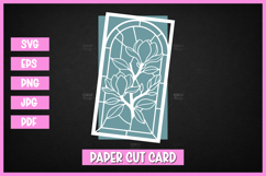 12 Flowers Stained Glass Style Card SVG | Paper Cut Floral Product Image 7